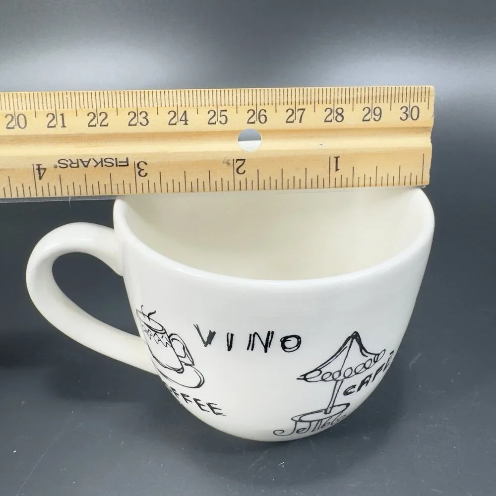 Pier 1 ENGLAND‎ ANGLETERRE Ceramic Teacup And Saucer Set Vino Coffee Black White